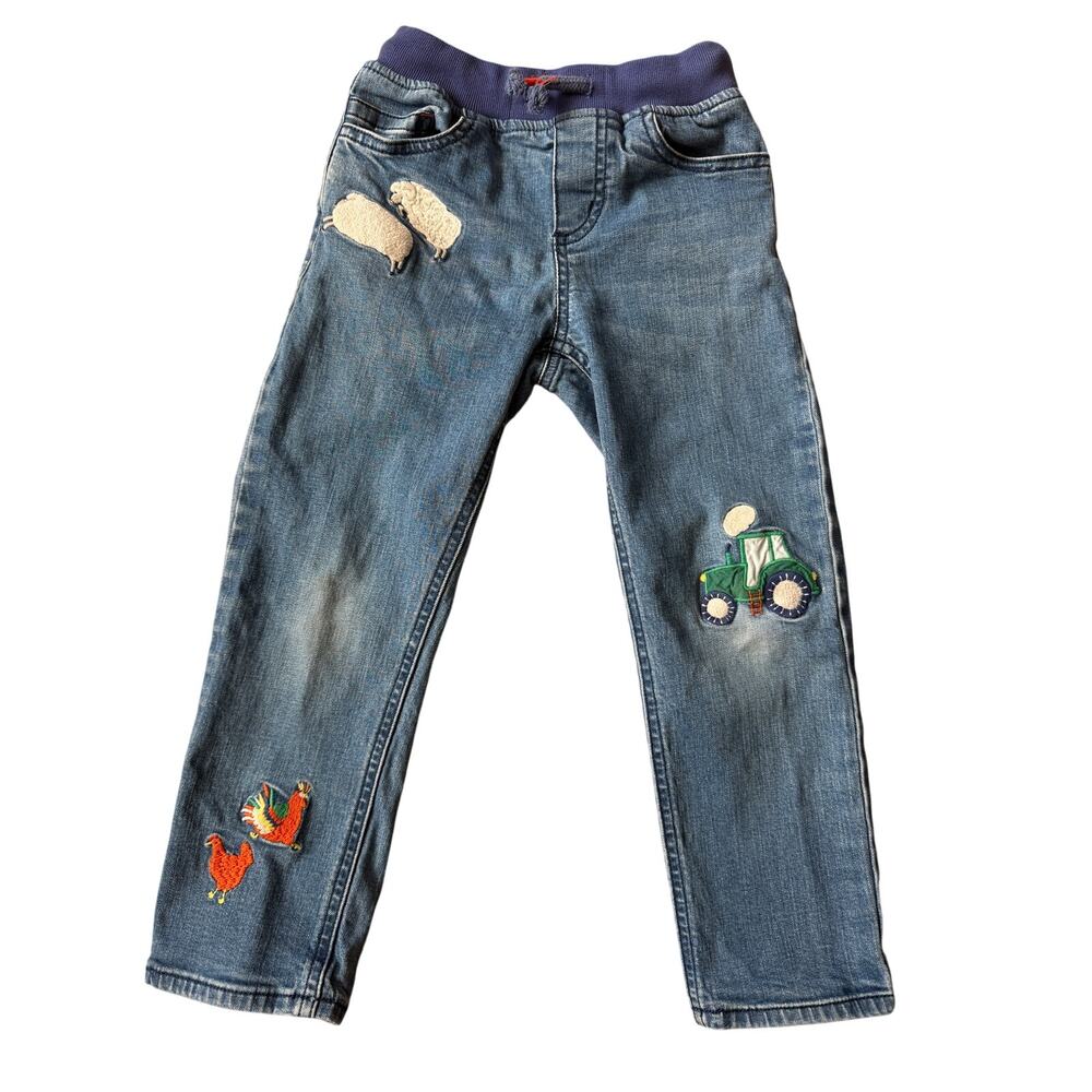 Mini Boden Farm Animal Embroidered Jeans Boys 5Y 110cm